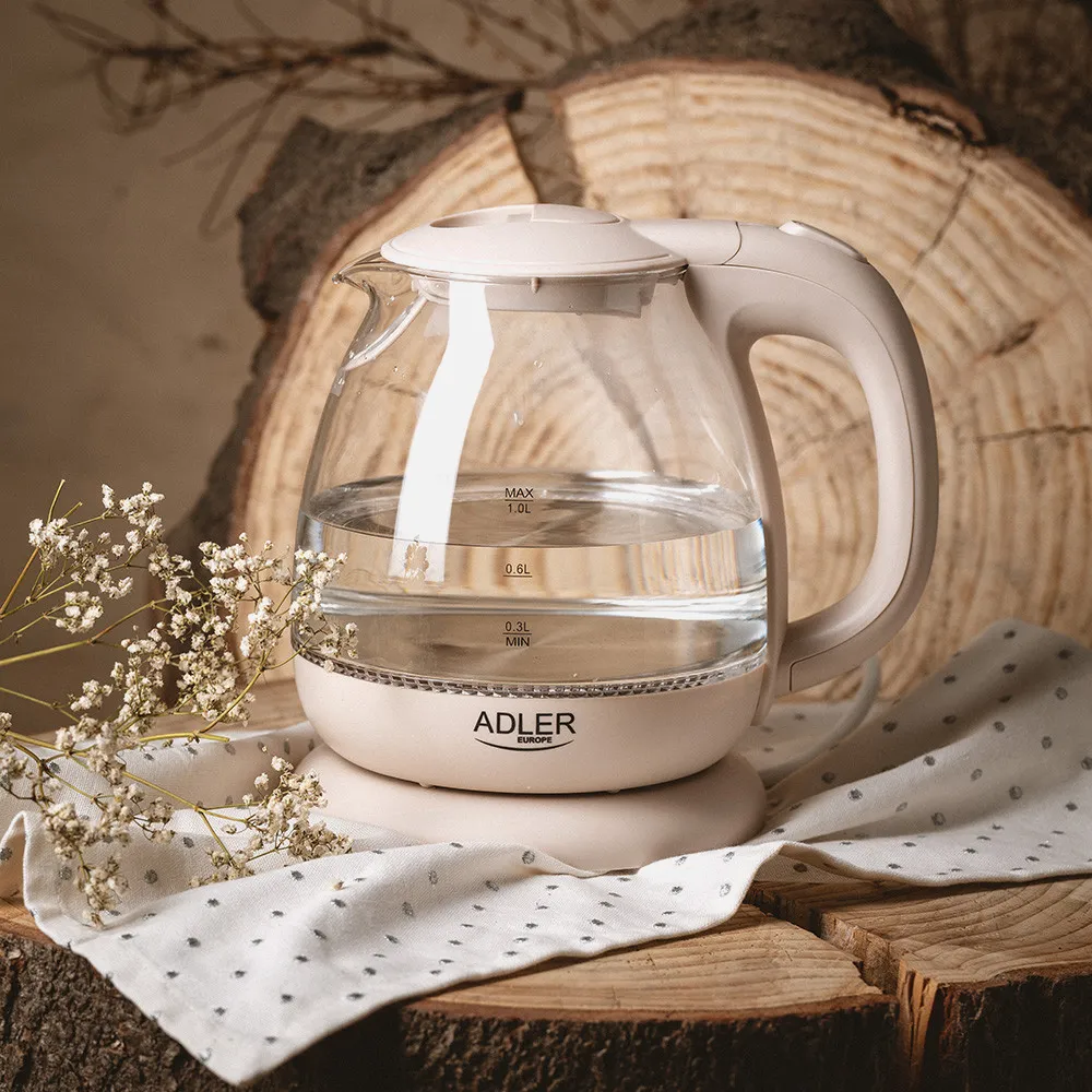 Hervidor De Agua Elect.de Vidrio Jarra 1l 1100w Apagado Automatico.