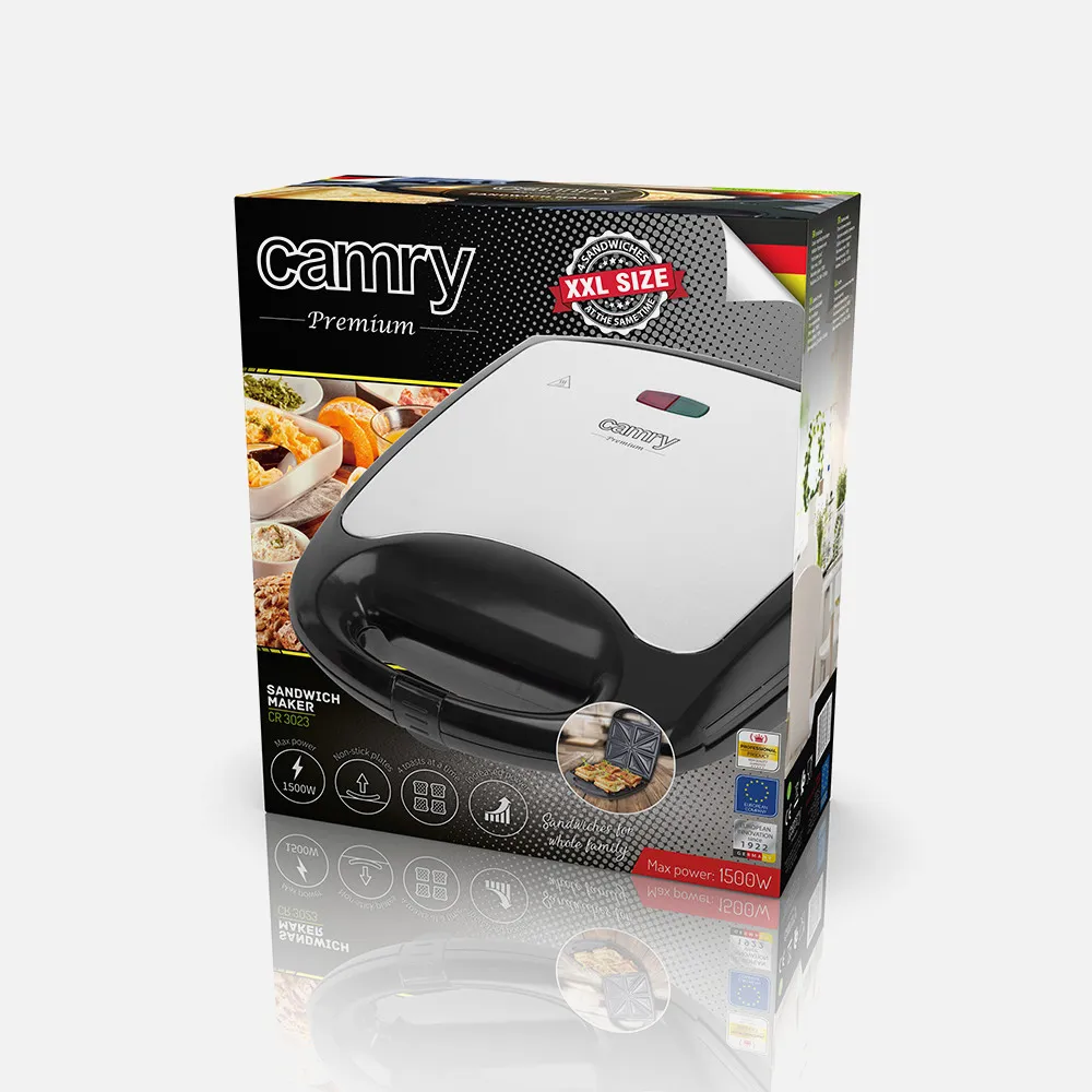 Sandwichera XL C/termostato 1500w 4 Compartimentos Antiadherente