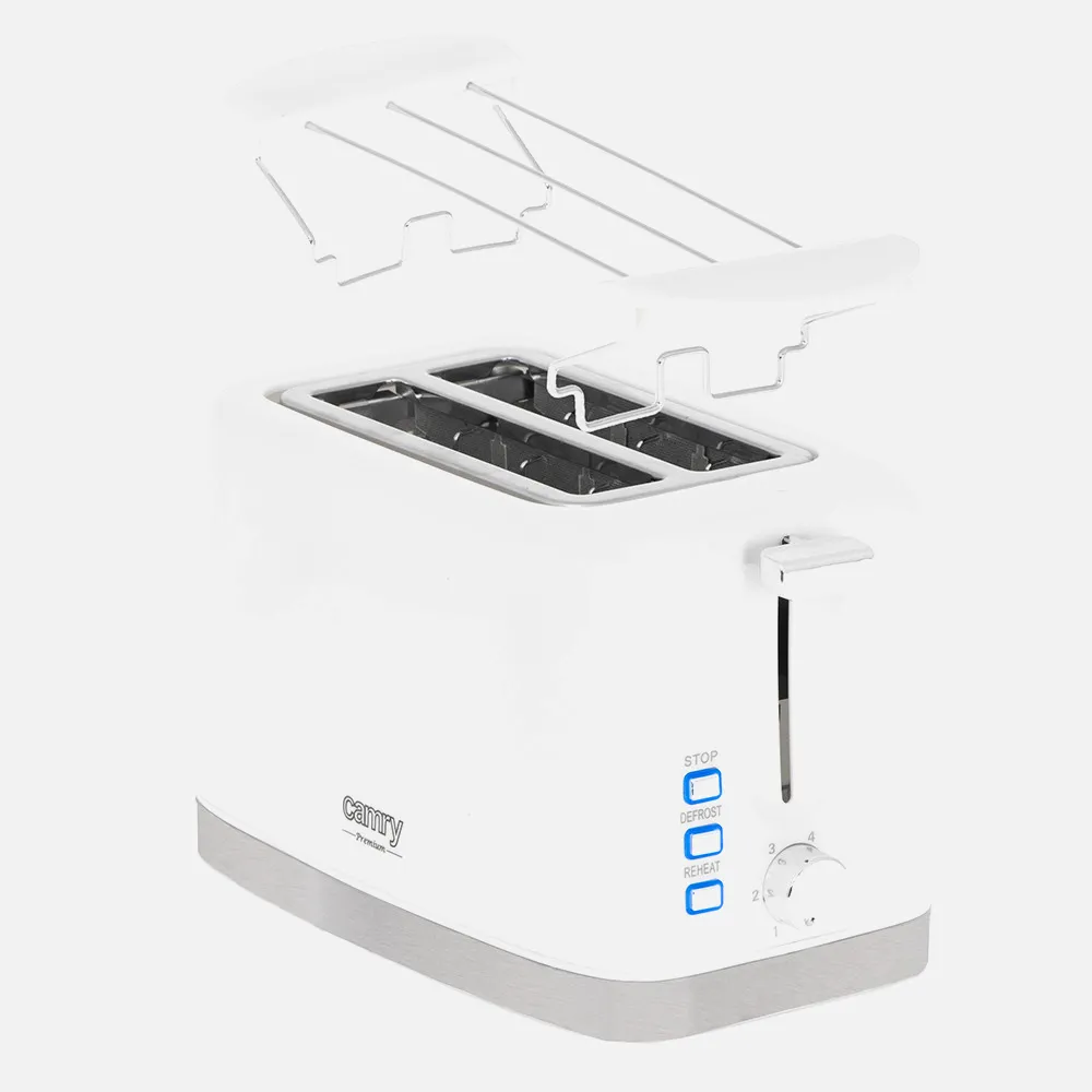 Tostadora 2 Reban. 900w Blanca Parrilla Superior Apagado Automatico Y Boton Detener