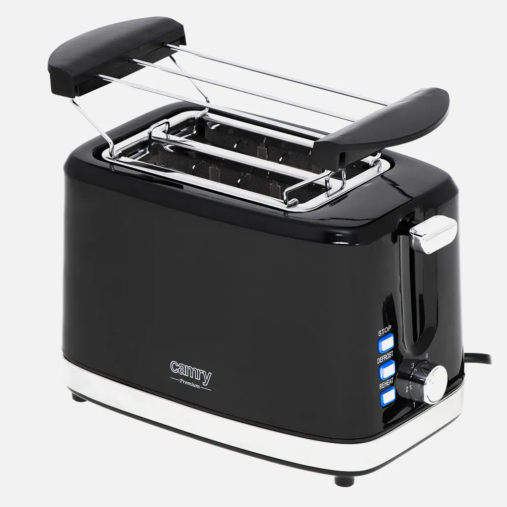 Tostadora 2 Reban. 900w Negra Parrilla Superior Apagado Automatico Y Boton Detener