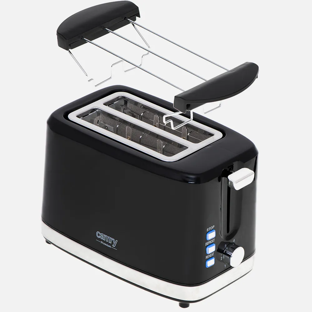Tostadora 2 Reban. 900w Negra Parrilla Superior Apagado Automatico Y Boton Detener