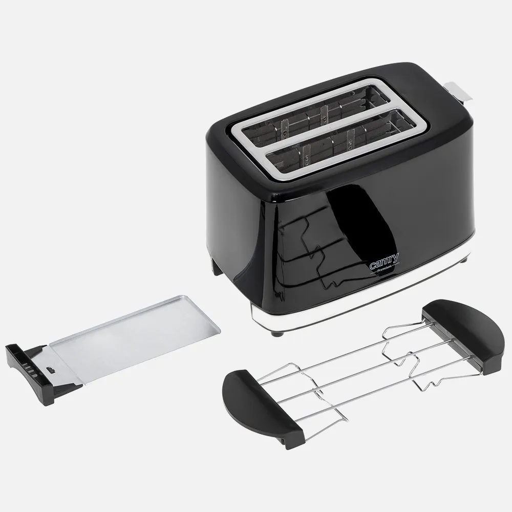 Tostadora 2 Reban. 900w Negra Parrilla Superior Apagado Automatico Y Boton Detener