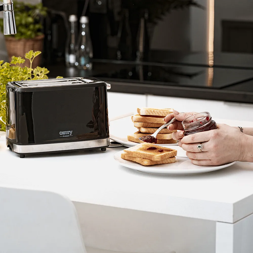 Tostadora 2 Reban. 900w Negra Parrilla Superior Apagado Automatico Y Boton Detener
