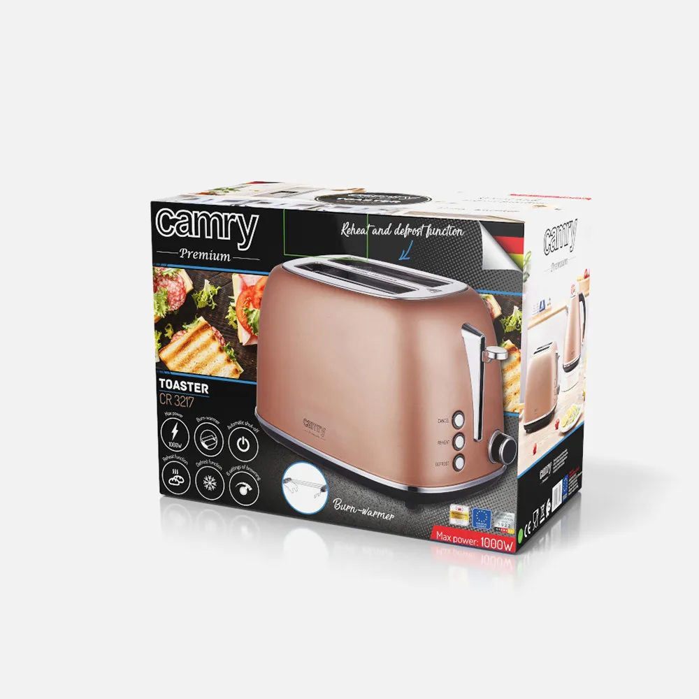 Tostadora 2 Reban. 1000w Funcion Descongelar Apagado Automatico, Boton Cancelar
