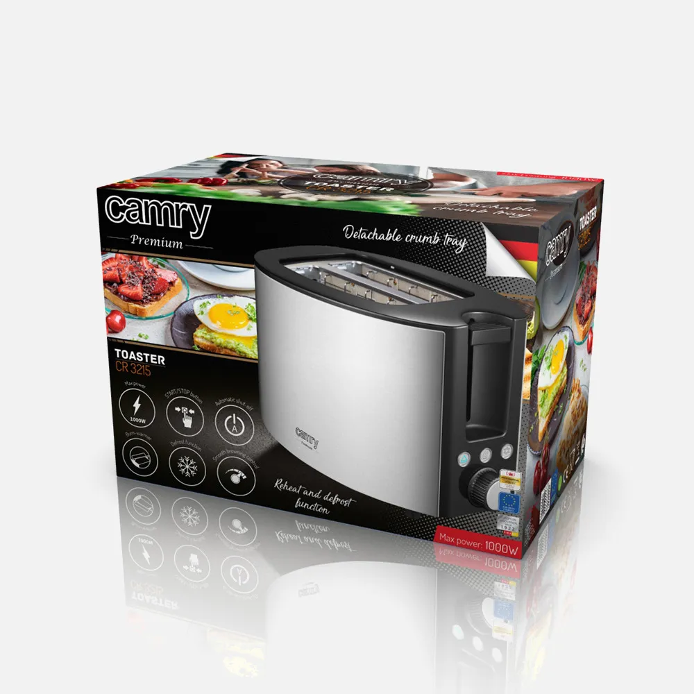 Tostadora 2 Reban. 1000w Parrilla Superior C/ajuste De Tostado, Boton Cancelar