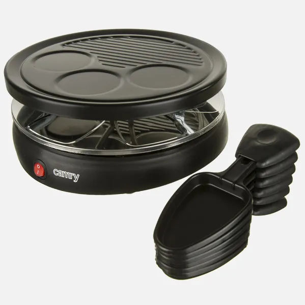 Parrilla Raclette 1200w 6 Sartenes Pequeñas Placa Extraible Antiadherente