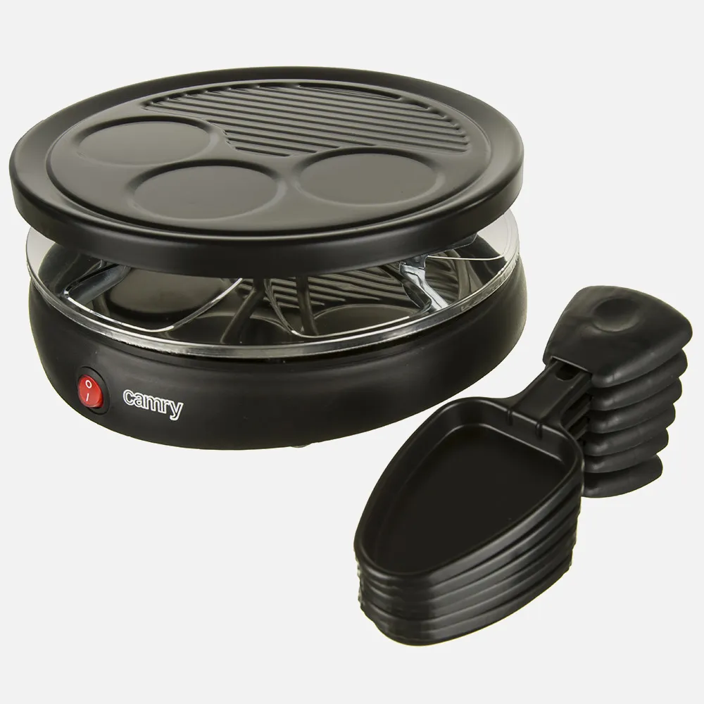 Parrilla Raclette 1200w 6 Sartenes Pequeñas Placa Extraible Antiadherente