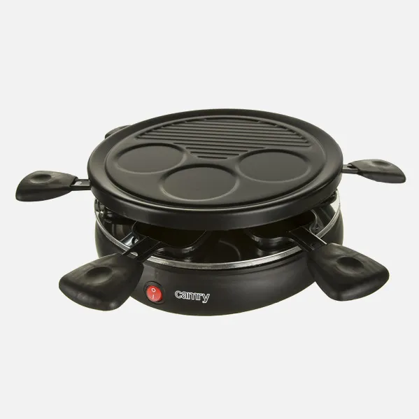Raclette Grill 1200w 6 Pequenas frigideiras Prato antiaderente removível