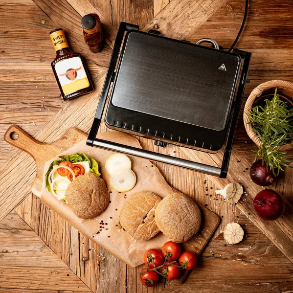 Grill Antiadherente 2800w 180º Bandeja Goteo Placa Xl 29*24 Cm Con Espatula