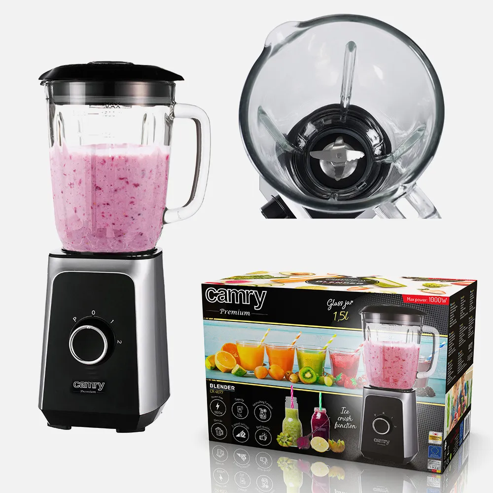 Batidora 1000w Hoja Acero Inox. 2 Velocidades 1.5l 22000 Rpm Tritura Hielo Funcion Pulso