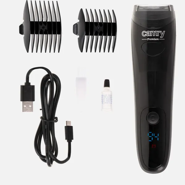 Cordless Beard Trimmer USB Charging LCD Screen 60min Use Time Suction 2 Accessories