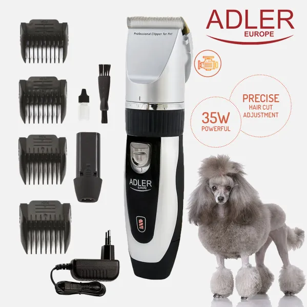 Pet Hair Clippers Ceramic Blade 35w Titanium 4 Combs Extra Battery, Cable and Brush