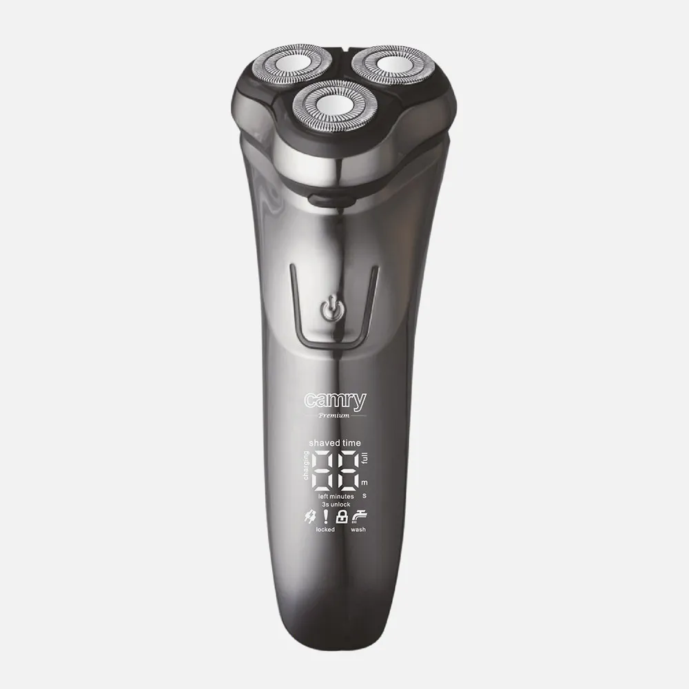 Afeitadora 3 Cabezales 60min Uso Impermeable Ipx6 Carga 1'5h Lcd Recortador Barba Plegab.