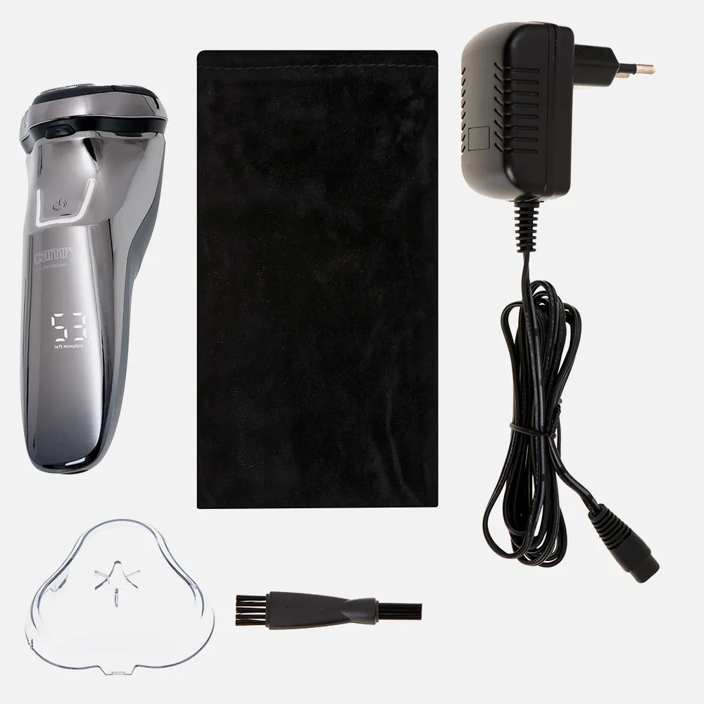 Afeitadora 3 Cabezales 60min Uso Impermeable Ipx6 Carga 1'5h Lcd Recortador Barba Plegab.