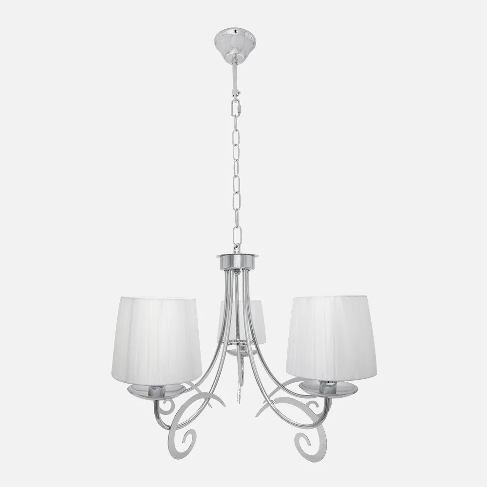 Lampara Luxor 5xe14 Cromo Pant. Blanca Regx61x61 C