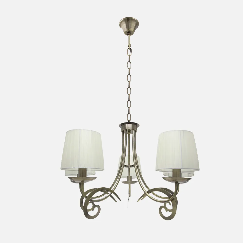 Lampara Luxor 5xe14 Cuero Pant. Beis Regx61x61 Cm