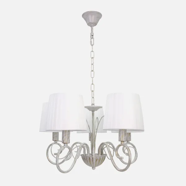 Lampara Amsterdam 5xe14 Blanco/oro Regx45x45 Cm