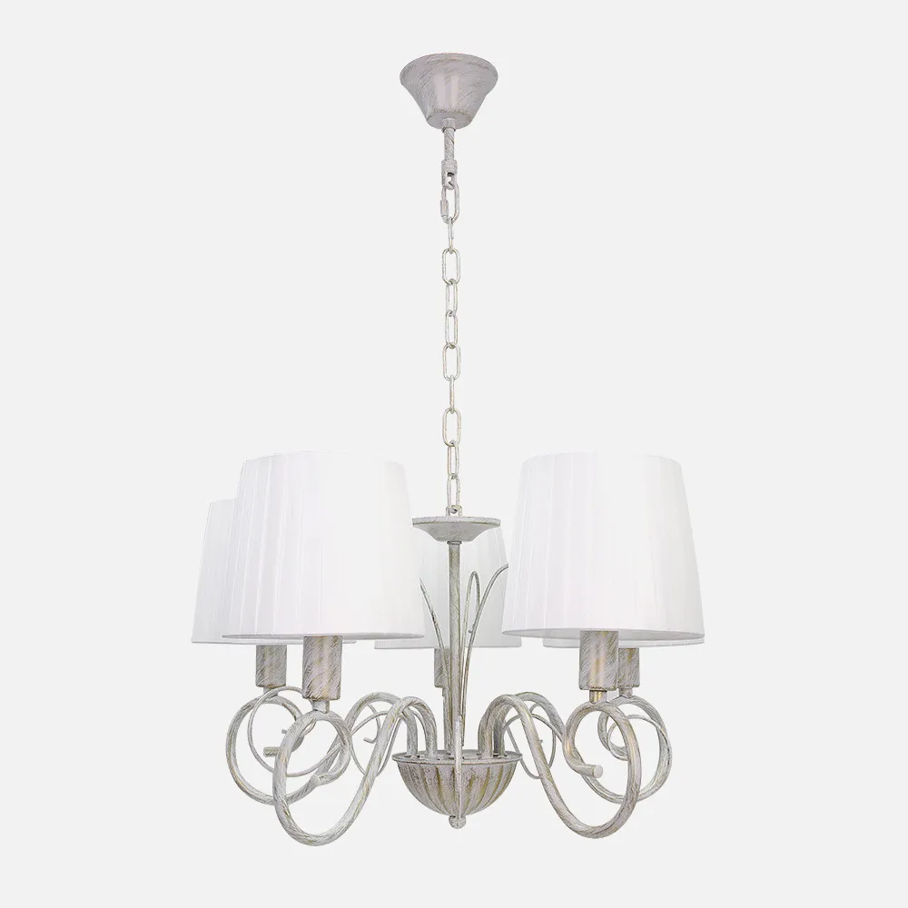 155155075 - Lampara Amsterdam 5xe14 Blanco/oro Regx45x45 Cm