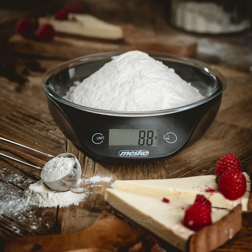 Bascula Cocina Pantalla Lcd Cuenco 700ml Carga 5kg Apagado Man. Y Autom. Precis. 1g Negro