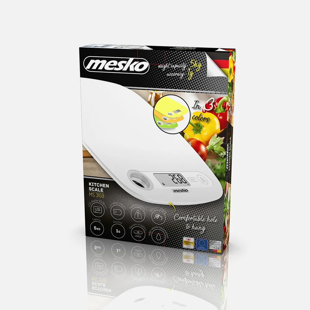 Bascula Cocina Lcd Sin Cuenco Cap.max. 5g Naranja Apagado Automatico Orificio Para Colgar