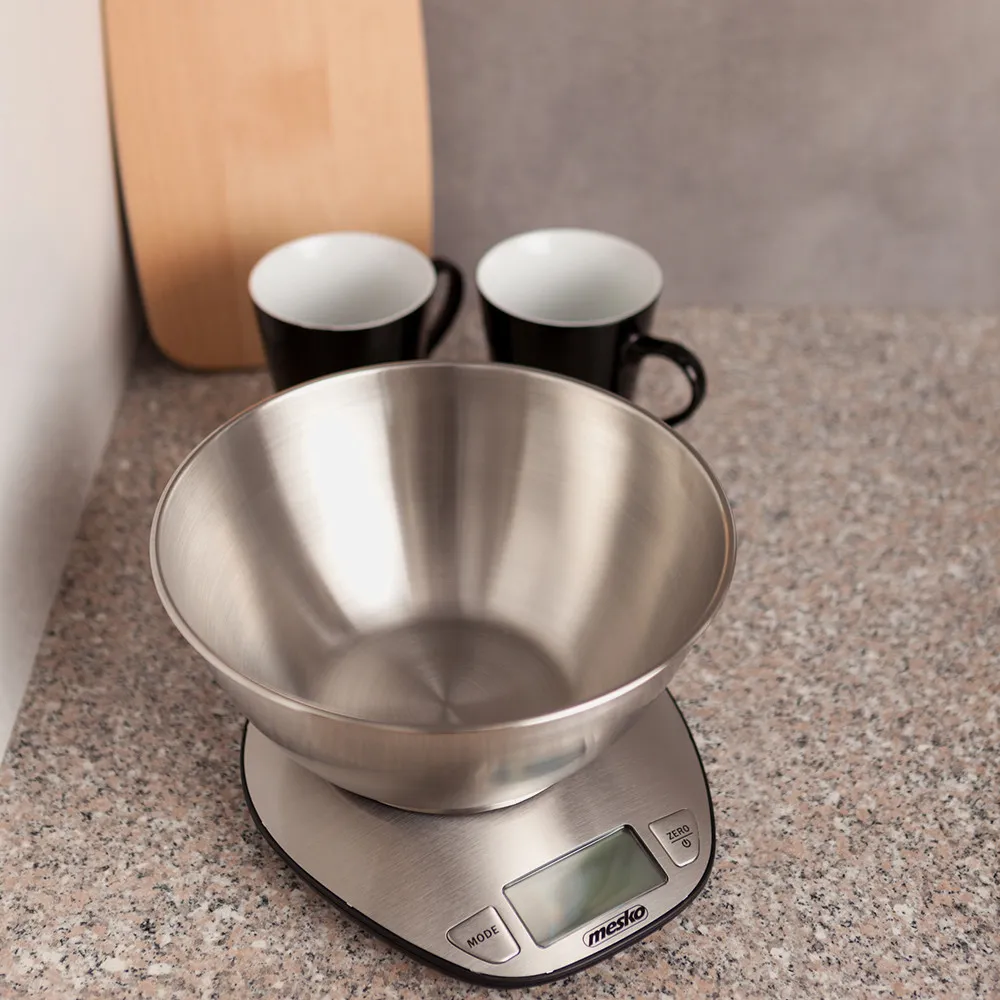 Bascula Cocina Lcd Cuenco Acero 2l Cap.max. 5kg Apagado Autom. Volumen Agua Y Leche