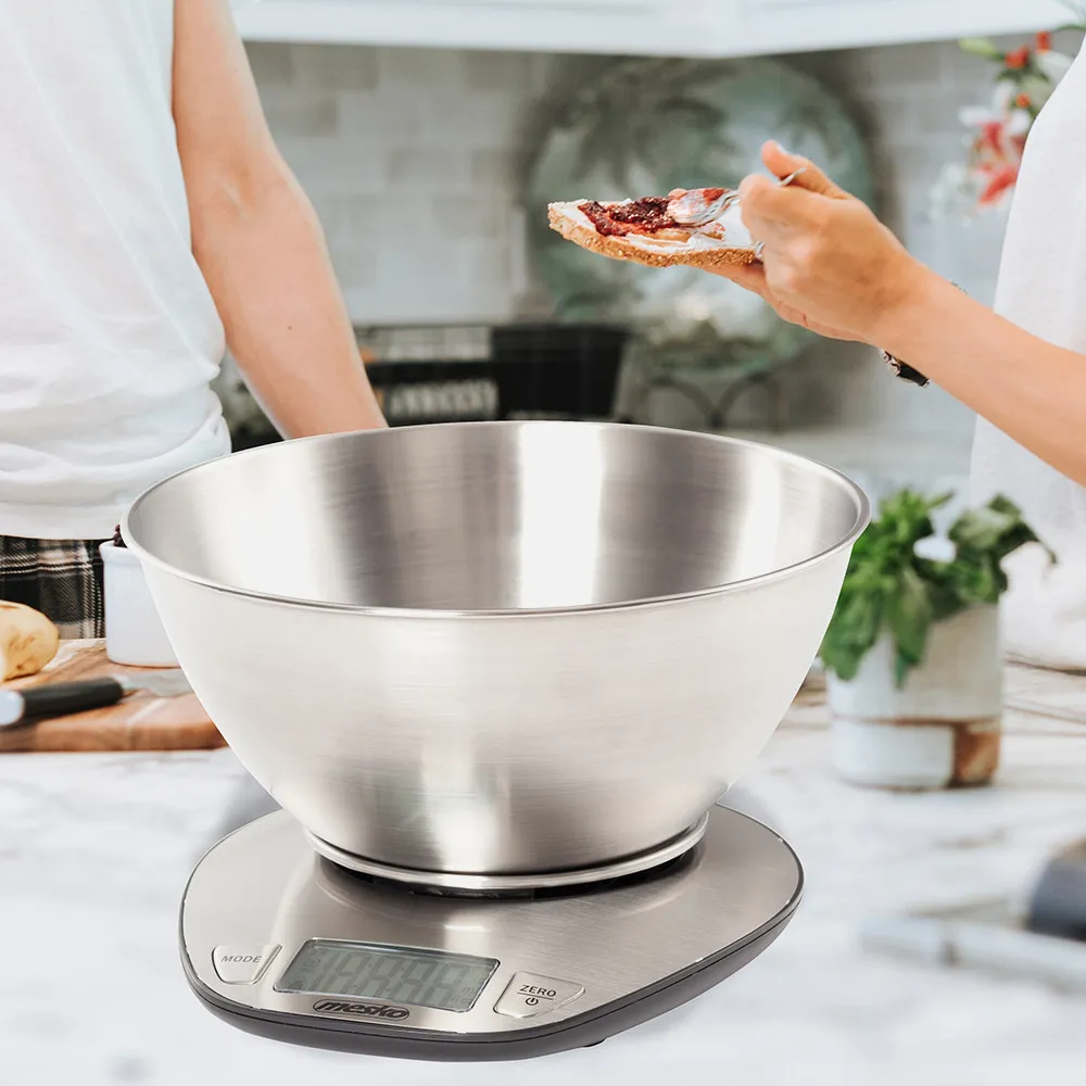Bascula Cocina Lcd Cuenco Acero 2l Cap.max. 5kg Apagado Autom. Volumen Agua Y Leche