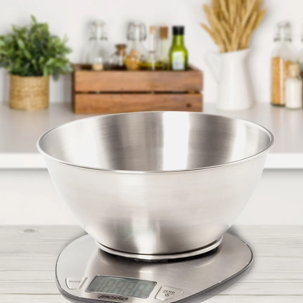 Bascula Cocina Lcd Cuenco Acero 2l Cap.max. 5kg Apagado Autom. Volumen Agua Y Leche