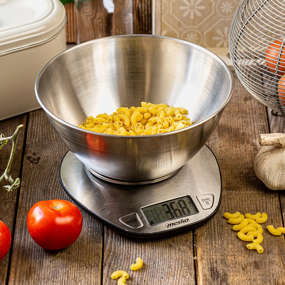 Bascula Cocina Lcd Cuenco Acero 2l Cap.max. 5kg Apagado Autom. Volumen Agua Y Leche