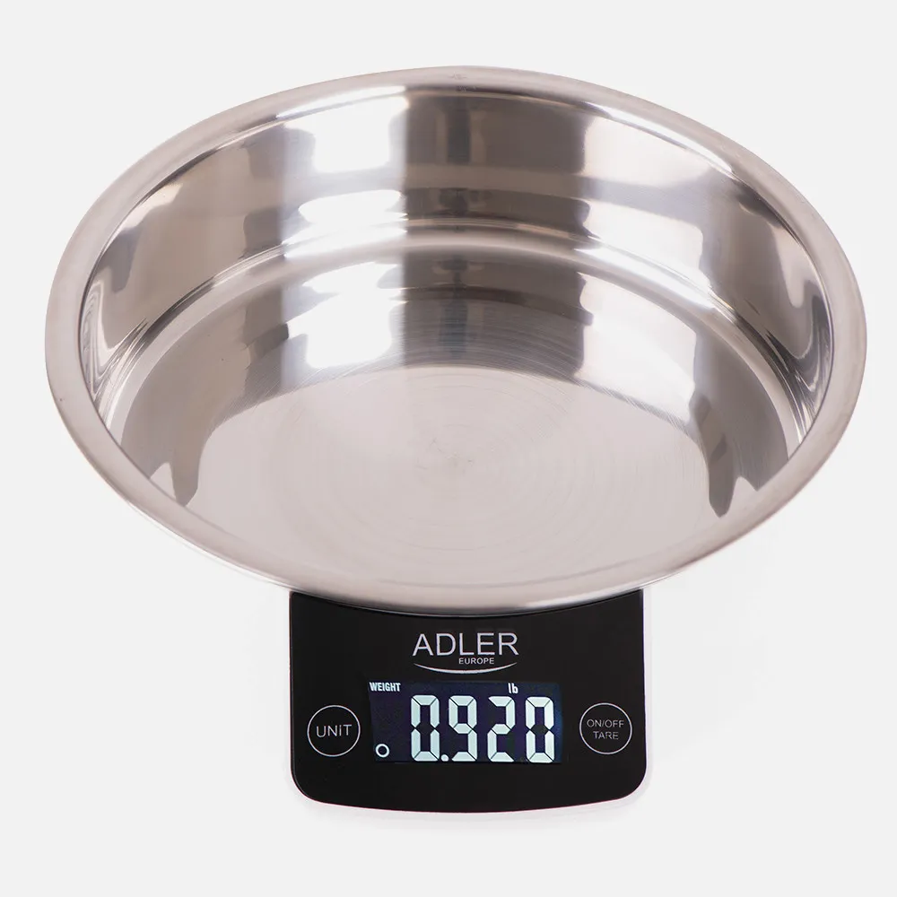 Bascula Cocina Lcd Cuenco Acero 900ml Cap.max. 5kg Apagado Autom. Volumen Agua Y Leche