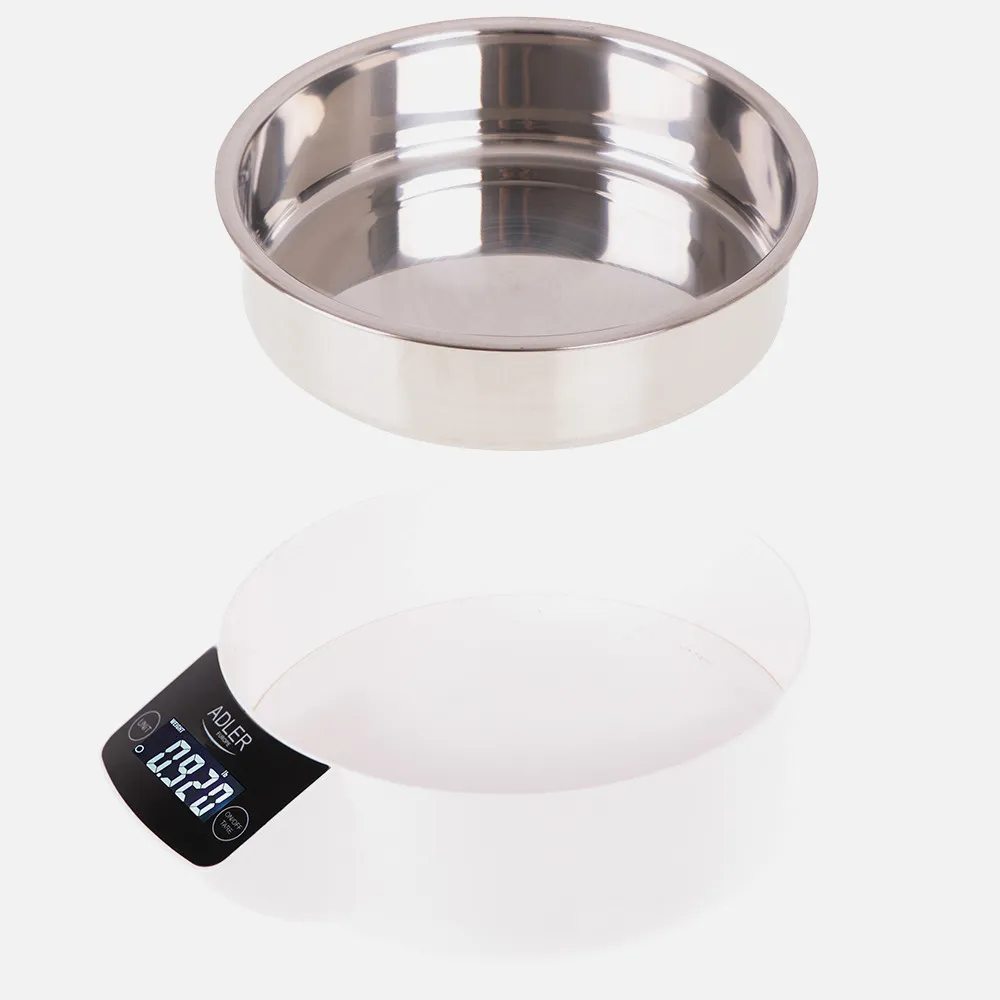 Bascula Cocina Lcd Cuenco Acero 900ml Cap.max. 5kg Apagado Autom. Volumen Agua Y Leche