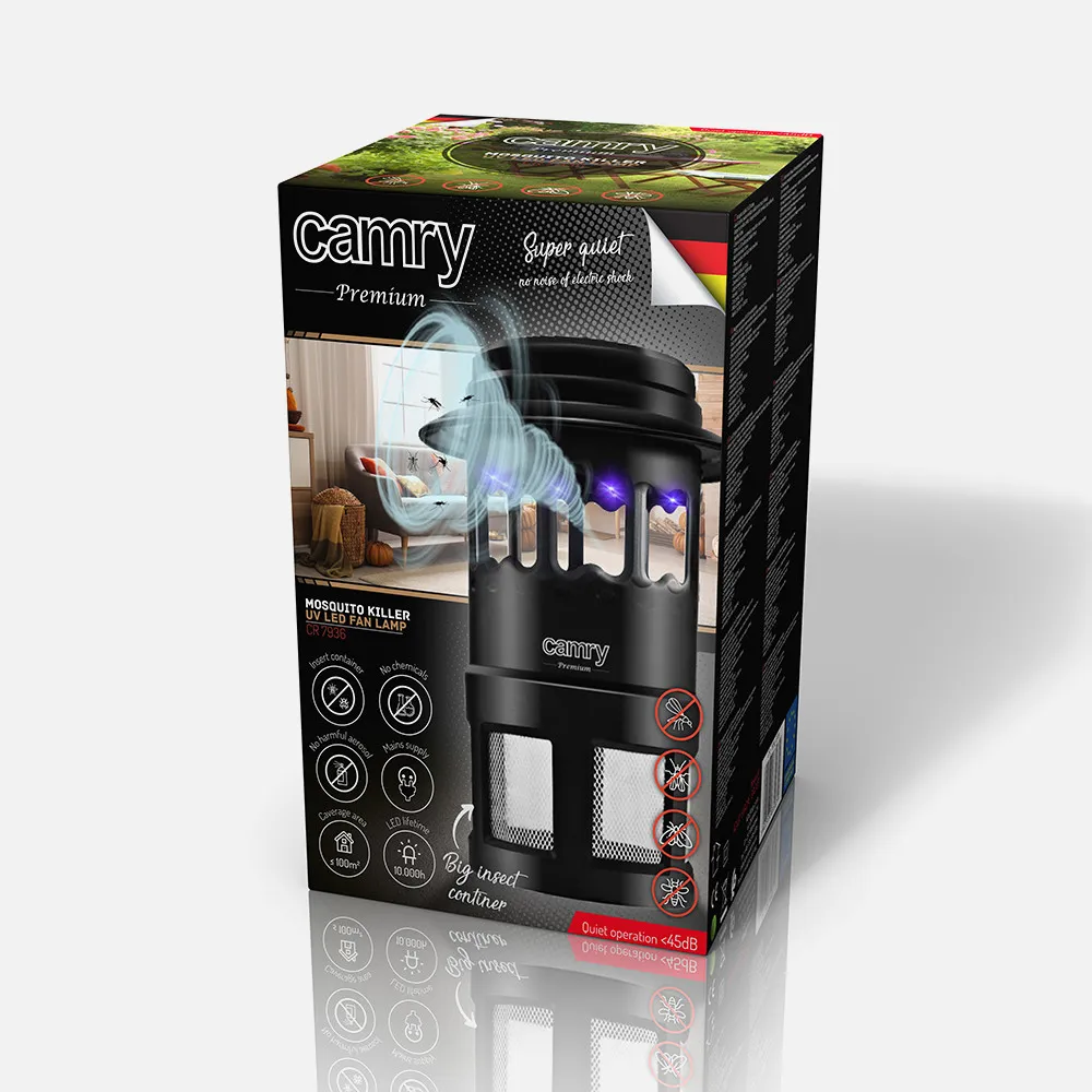 Mata Insectos Int. Uv Led C/ventilador Hasta 100m2 Vida Util Led 10000h Silencioso -45db