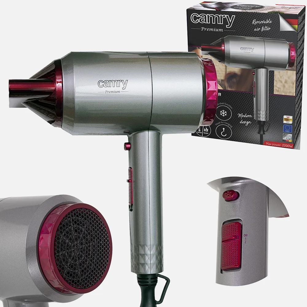 Secador 2200w 2 Niv. Fuerza/temperatura Aire Frio Concentrador Aire Asa Colgante Moderno