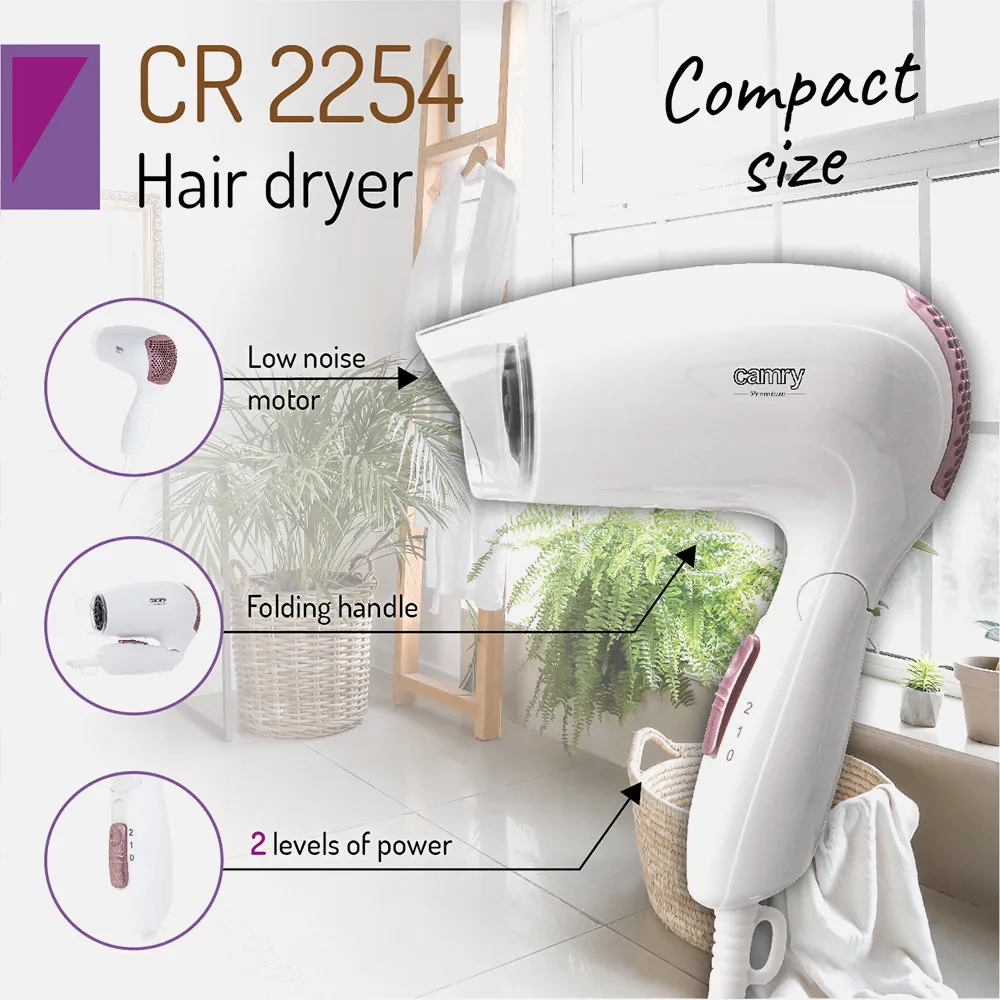 Secador 1200w 2 Niv. Potencia Asa Plegab. Colgante Concentrador Incluido Silencioso
