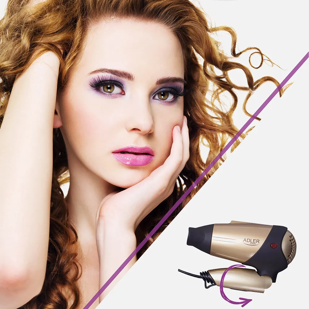 Secador 1600w 2 Niv. Fuerza/temperatura Aire Frio Asa Plegable Y Colgante Tapa De Goma