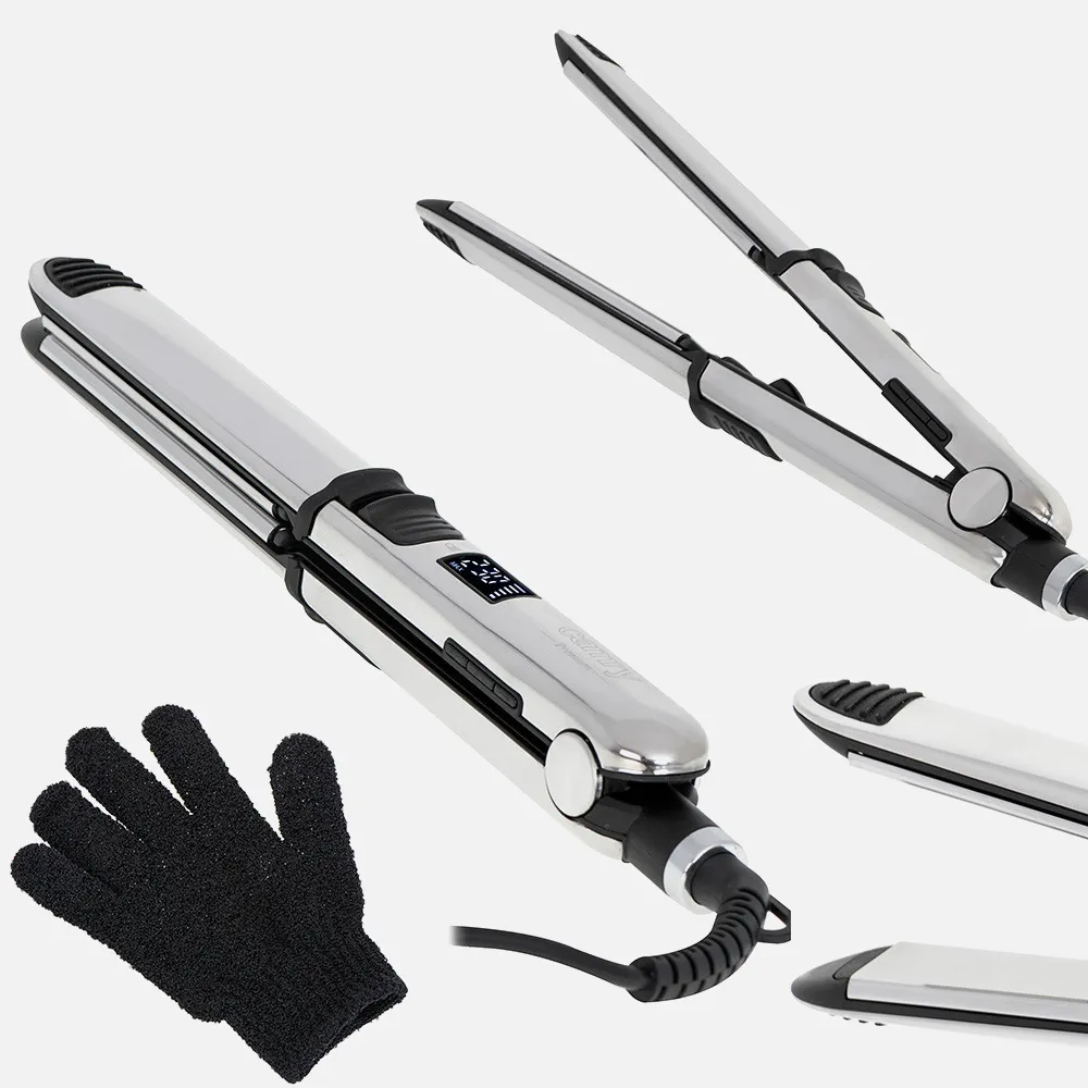 Plancha De Pelo C/placas Titanio 130ºc-230ºc Inox. 500w Ionizacion Apagado Autom.