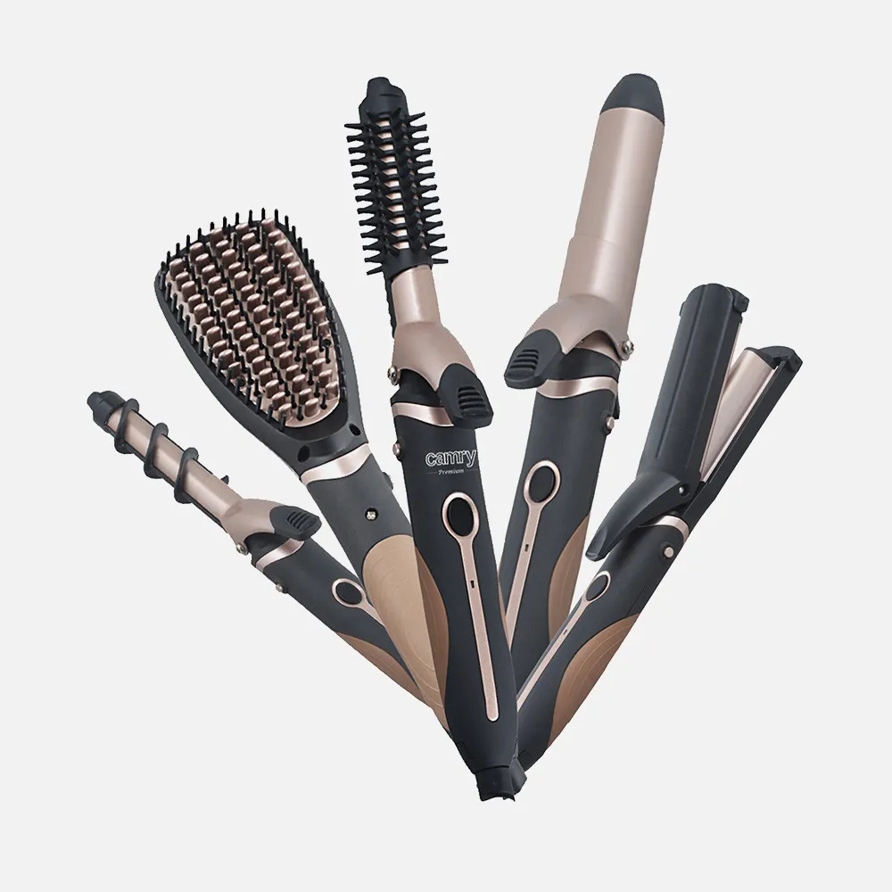 Kit De Peinado 5 En 1 1200w Mango Y Puntas Frias Sistema Click Guia Con Peines Y Espiral