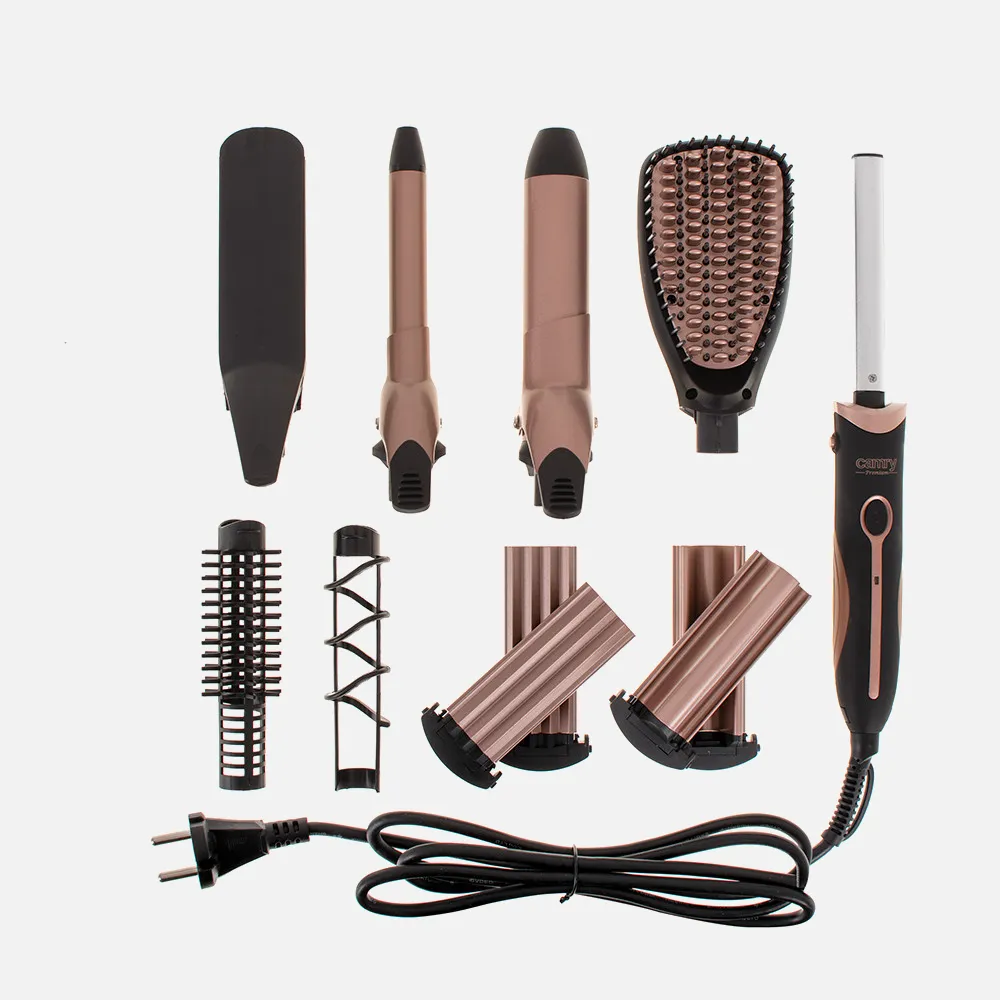 Kit De Peinado 5 En 1 1200w Mango Y Puntas Frias Sistema Click Guia Con Peines Y Espiral