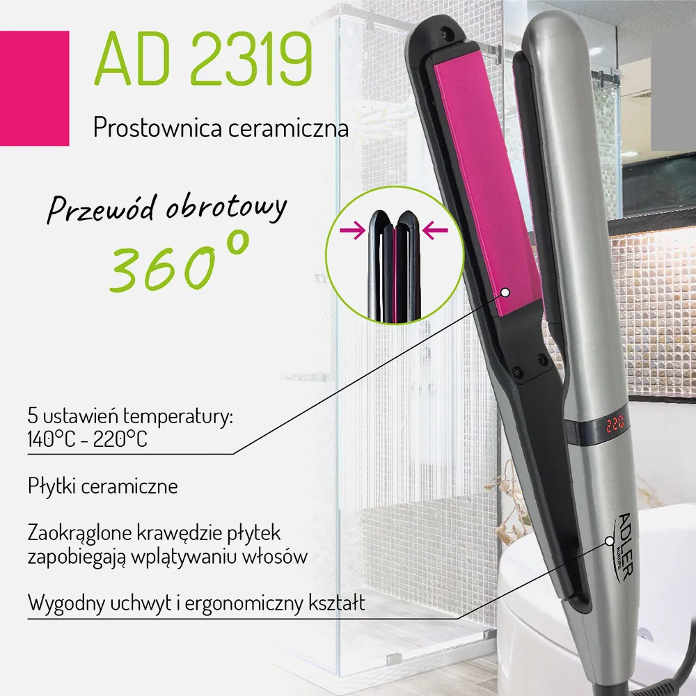 Plancha De Pelo C/placas Ceramica 140ºc-220ºc 45w Max. 250w Bordes Redondeados