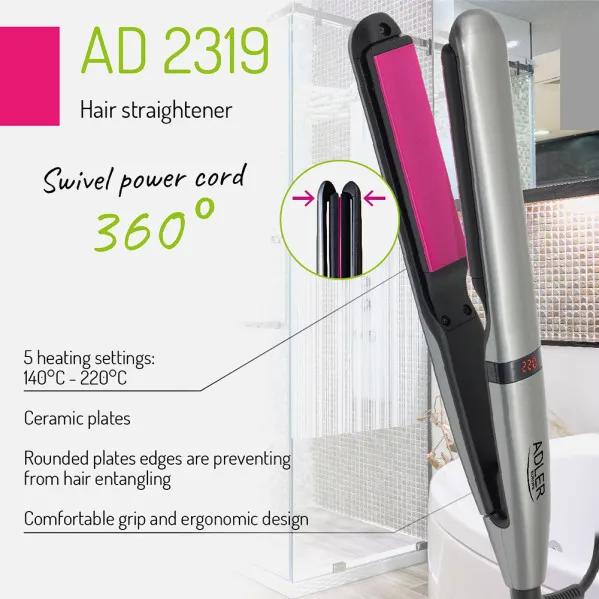 Plancha De Pelo C/placas Ceramica 140ºc-220ºc 45w Max. 250w Bordes Redondeados