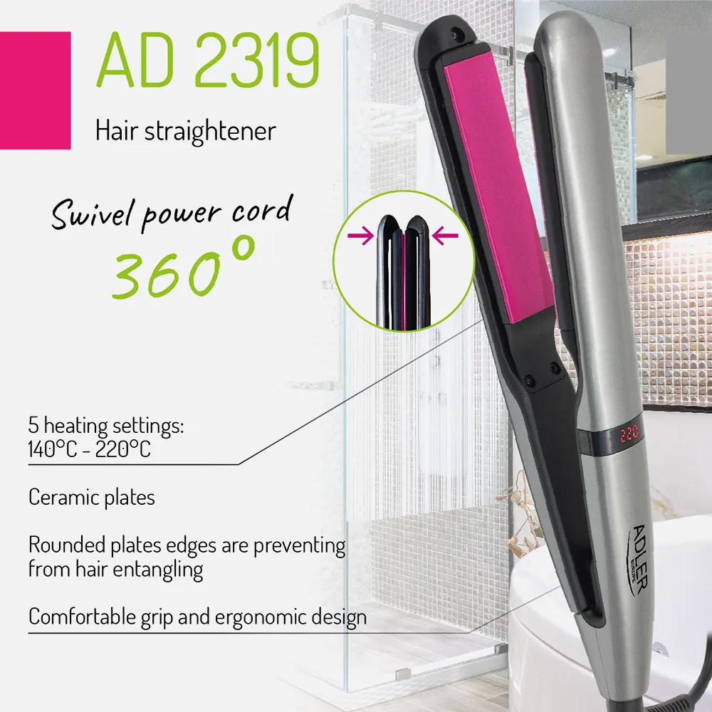 Plancha De Pelo C/placas Ceramica 140ºc-220ºc 45w Max. 250w Bordes Redondeados