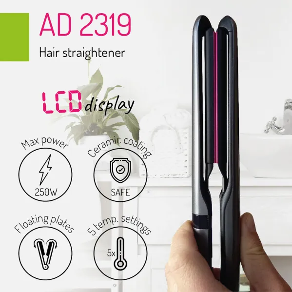 Alisador de cabelo em chapa cerâmica 140ºc-220ºc 45w Max. 250w Arredondado de arestas