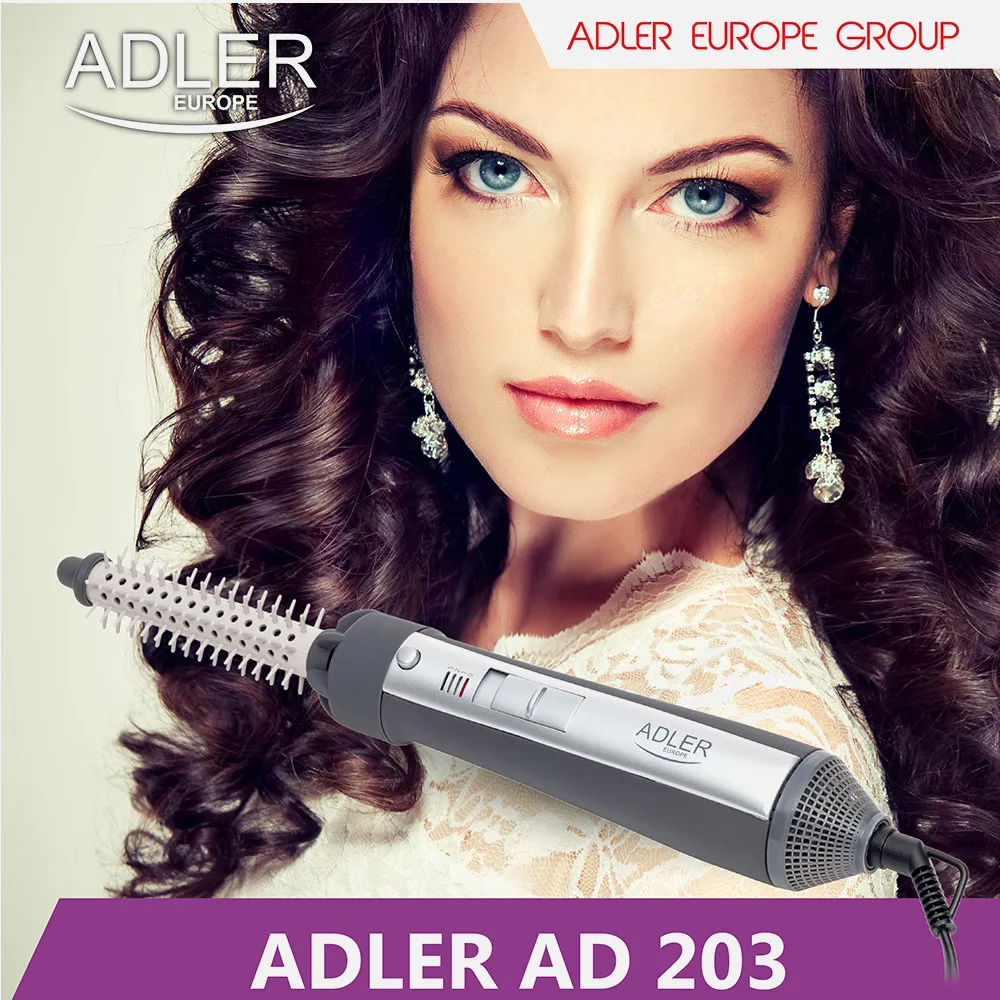 Rizador De Pelo 550w 3 Niv. Temperatura 2 Cepillos Mango De Goma Asa Colgante