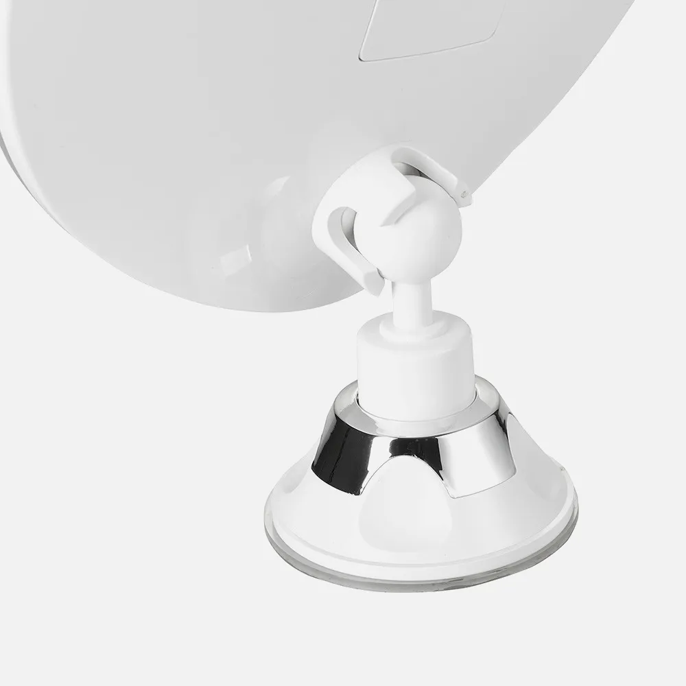 Espejo De Baño 24 Leds Diam.20cm Giro 360º Ventosa Aumento 5x Ajuste Luz Impermeable Ipx4