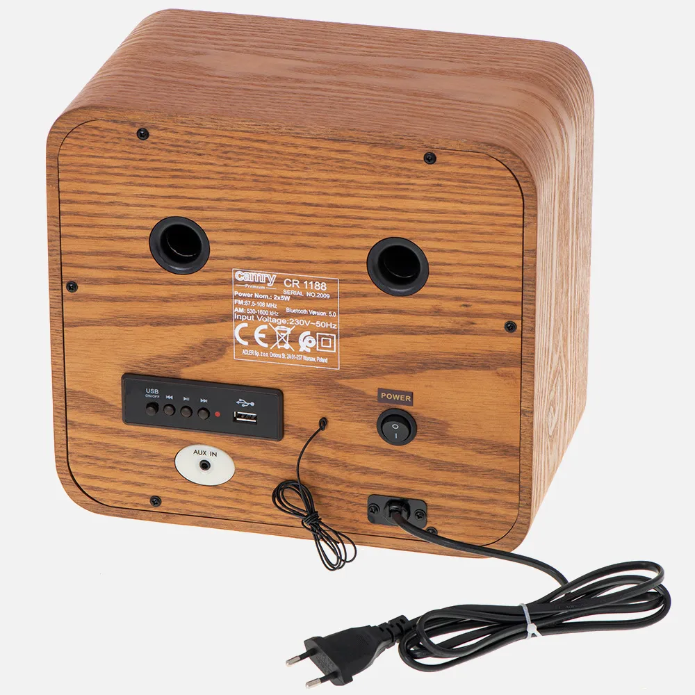 Radio Retro Am/fm Bluetooh Usb Estereo 2x5w Acabado De Madera