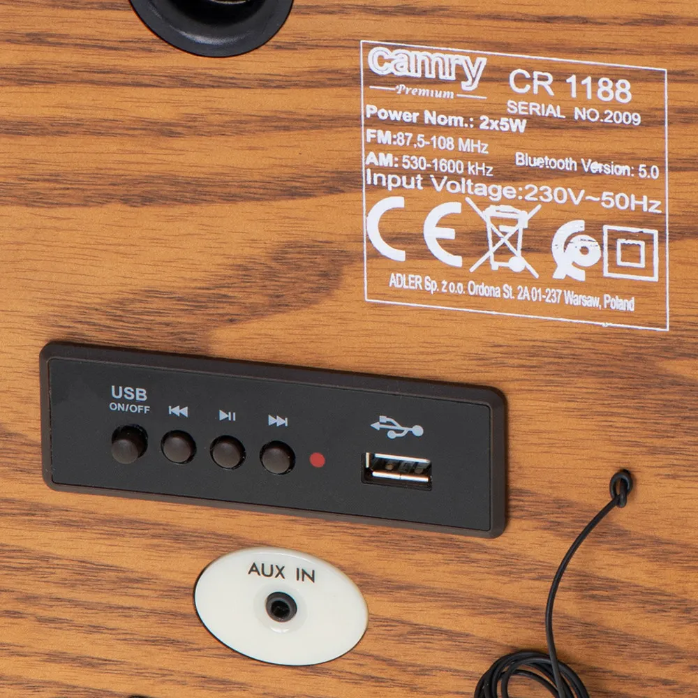 Radio Retro Am/fm Bluetooh Usb Estereo 2x5w Acabado De Madera