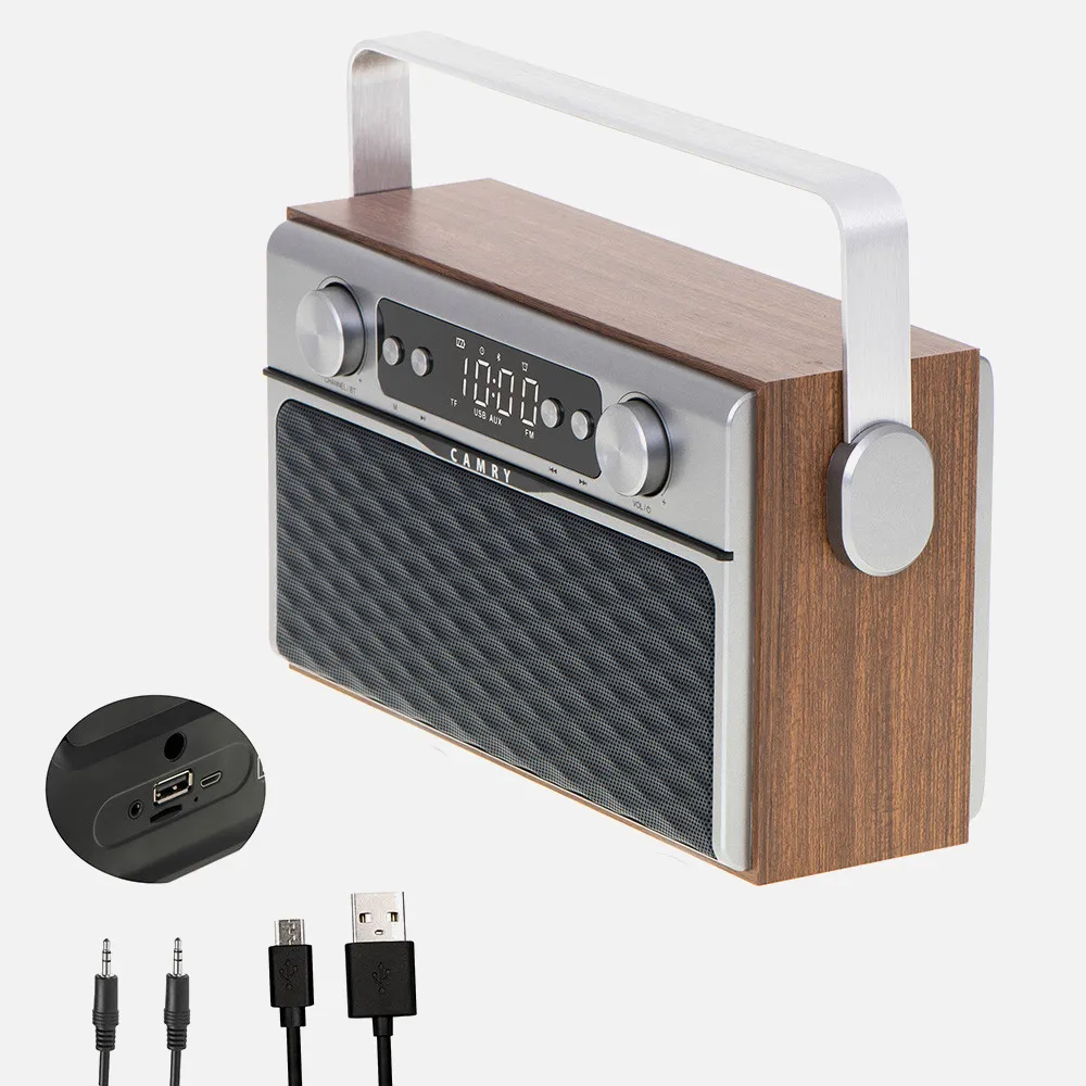 Radio Fm Bluetooh 5.0 Usb Y Tarjeta Sd 16w Aux 50 Memorias Bateria 2600mah 2 Altavoces