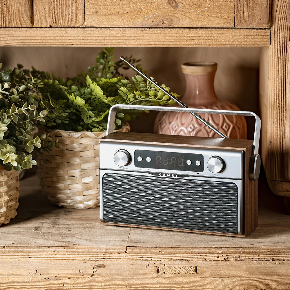Radio Fm Bluetooh 5.0 Usb Y Tarjeta Sd 16w Aux 50 Memorias Bateria 2600mah 2 Altavoces