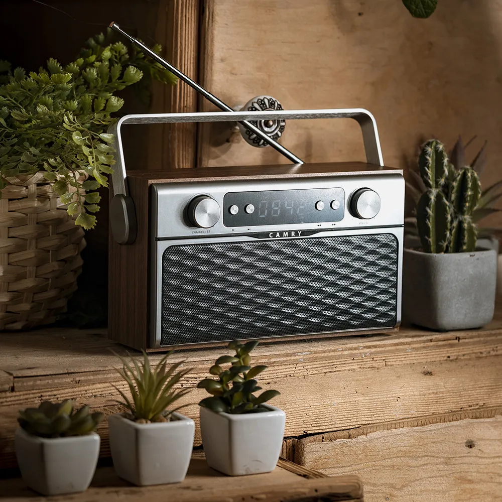 Radio Fm Bluetooh 5.0 Usb Y Tarjeta Sd 16w Aux 50 Memorias Bateria 2600mah 2 Altavoces