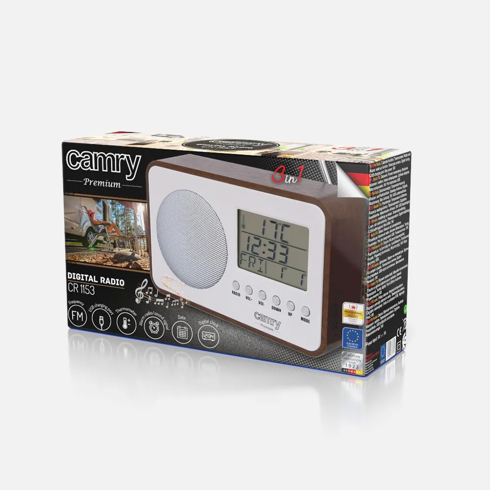 Radio Fm Digital Reloj Despertador Antena Telesc. Sintonizador Autom. Y Manual Cable Usb