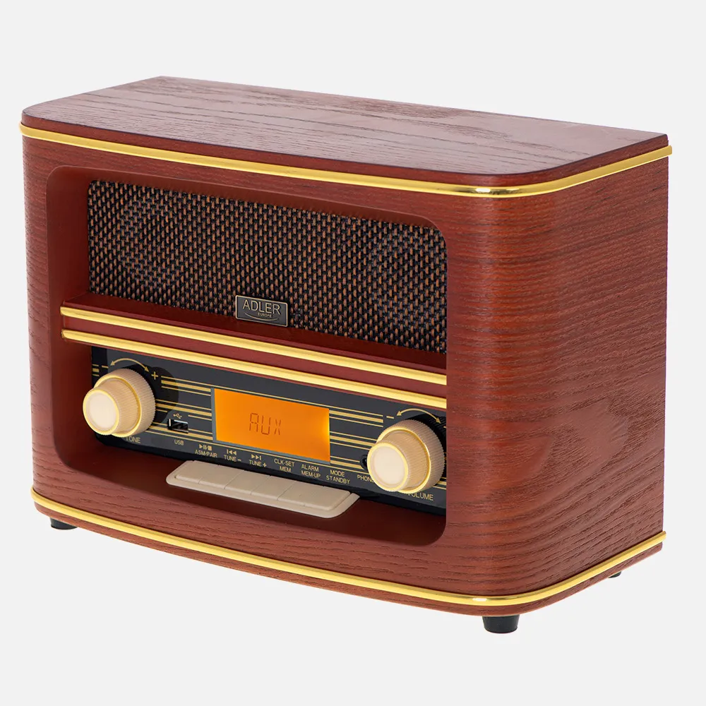 Radio Retro Fm Bluetooh 5.0 Usb Y Aux Reloj Alarma Apag. Autom. 30mem. Salida Auriculares